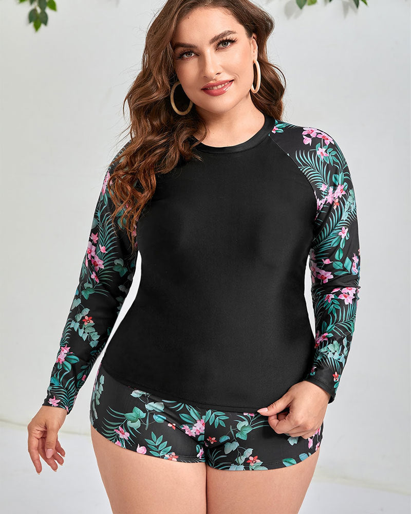 Damen UV-Schutz Schwimmanzug mit floralem Langarmoberteil Echo Archiv