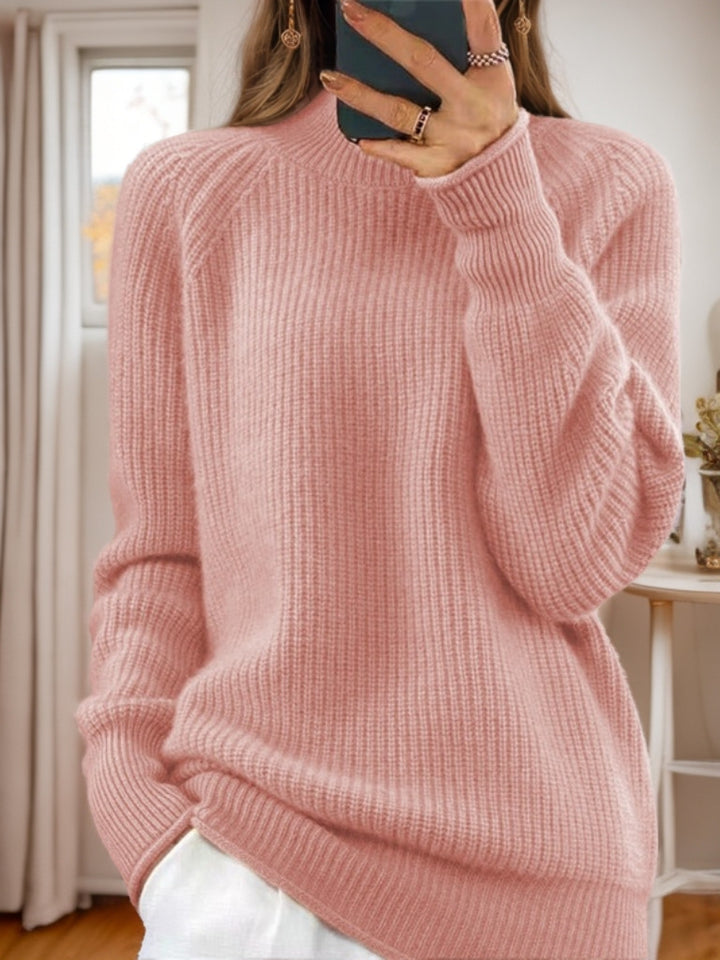 Damen nan kuscheliger Strickpullover mit Stehkragen und Rippstruktur Echo Archiv