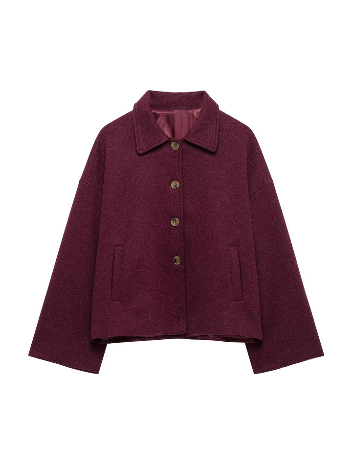 Damen Oversize Wollmix Jacke mit großen Zierknöpfen und breiten Manschetten Echoarchiv