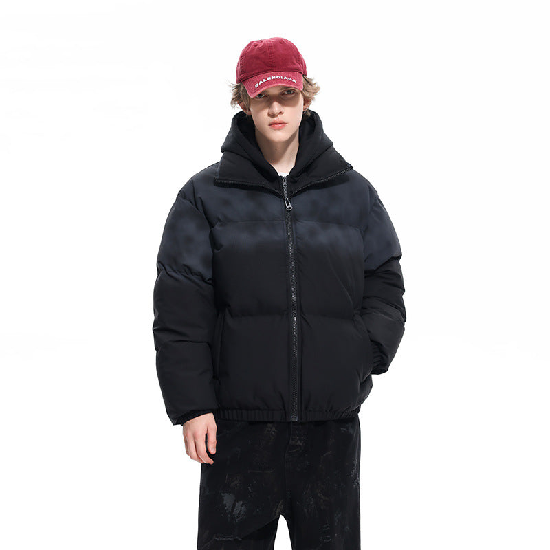 Herren Gefütterte Oversize-Steppjacke mit abnehmbarem Kapuzen‑Einsatz und Farbverlauf Echo Archiv