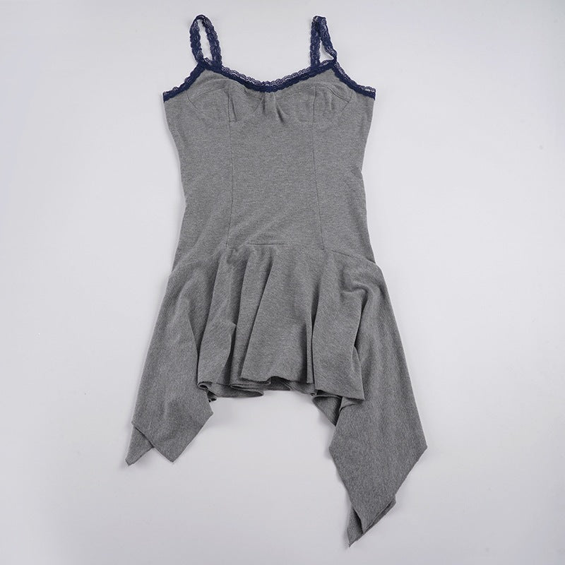 Damen Spaghetti-Trägertop mit floralem Spitzeinsatz und asymmetrischem Saum Echo Archiv