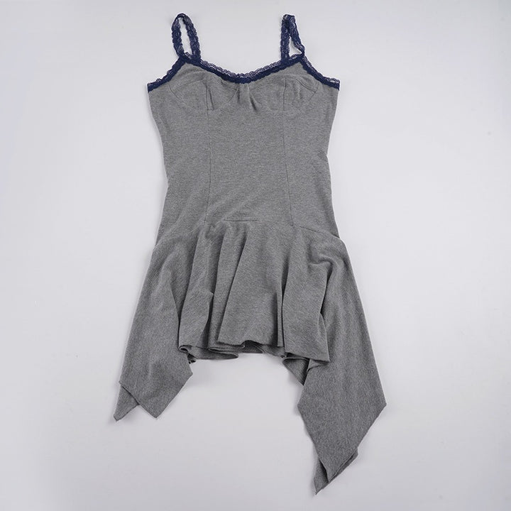 Damen Spaghetti-Trägertop mit floralem Spitzeinsatz und asymmetrischem Saum Echo Archiv