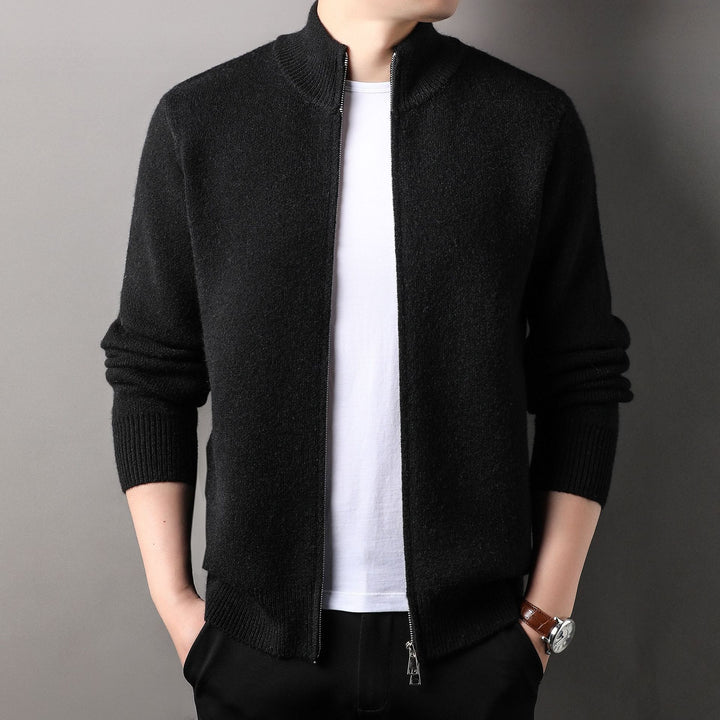 Herren Strickjacke mit modernem Kragen und hochwertiger Textur Echoarchiv