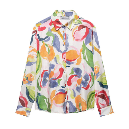 Damen Seidenoptik-Bluse mit Aquarell-Blumenprint Echo Archiv