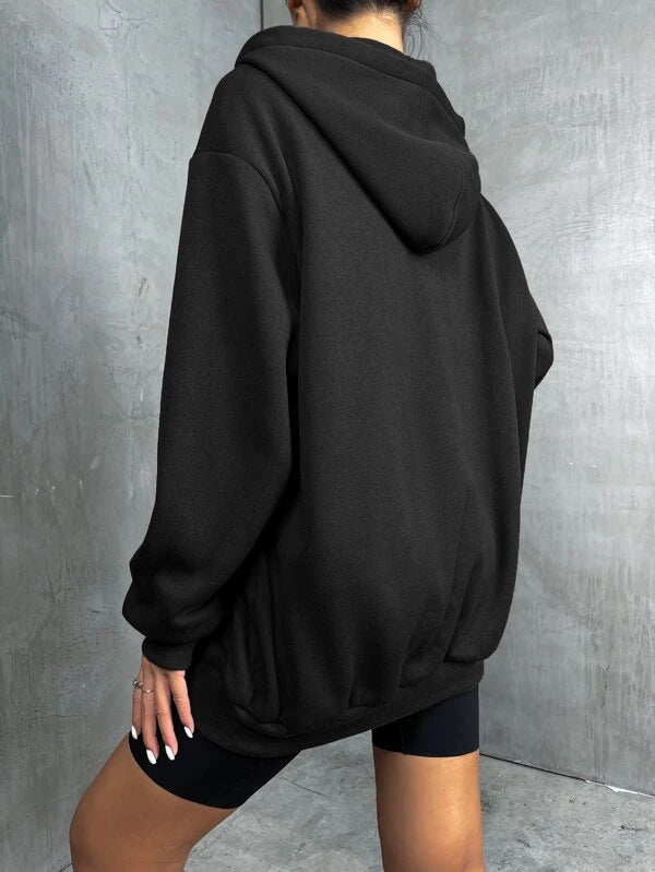 Damen oversized Zip-Hoodie mit verlängertem Rückensaum, verdecktem Reißverschluss und Kängurutaschen – Auréline