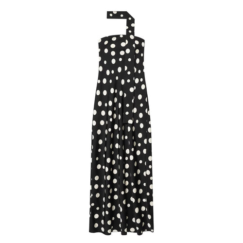 Damen Maxikleid mit asymmetrischem Trägerdesign und modernem Punkte-Muster Echo Archiv