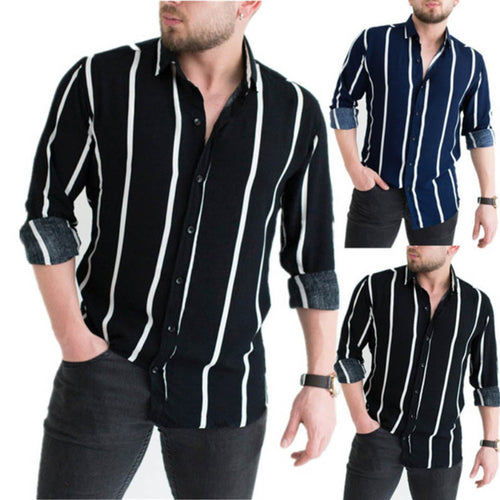 Herren Modernes Langarmhemd mit stylischem Streifenmuster Echoarchiv