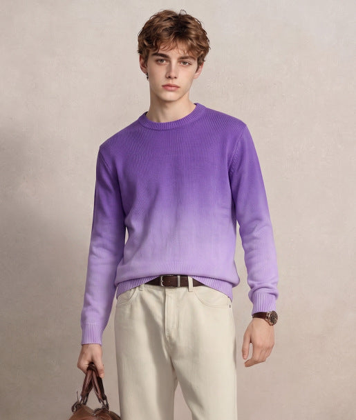 Herren Feinstrick-Pullover mit Dip-Dye-Effekt und Rundhalsausschnitt Echoarchiv