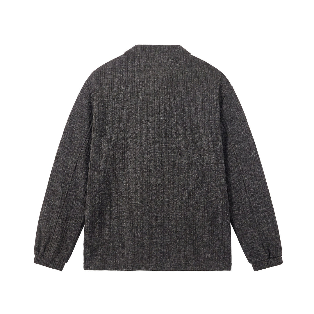 Herren Rippstruktur-Henley-Pullover mit Stehkragen und Knopfleiste Echoarchiv