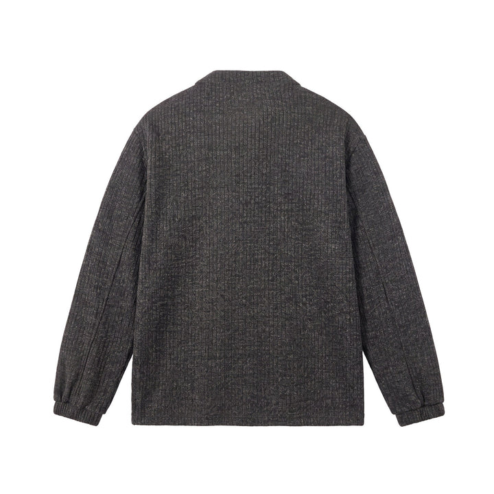 Herren Rippstruktur-Henley-Pullover mit Stehkragen und Knopfleiste Echoarchiv