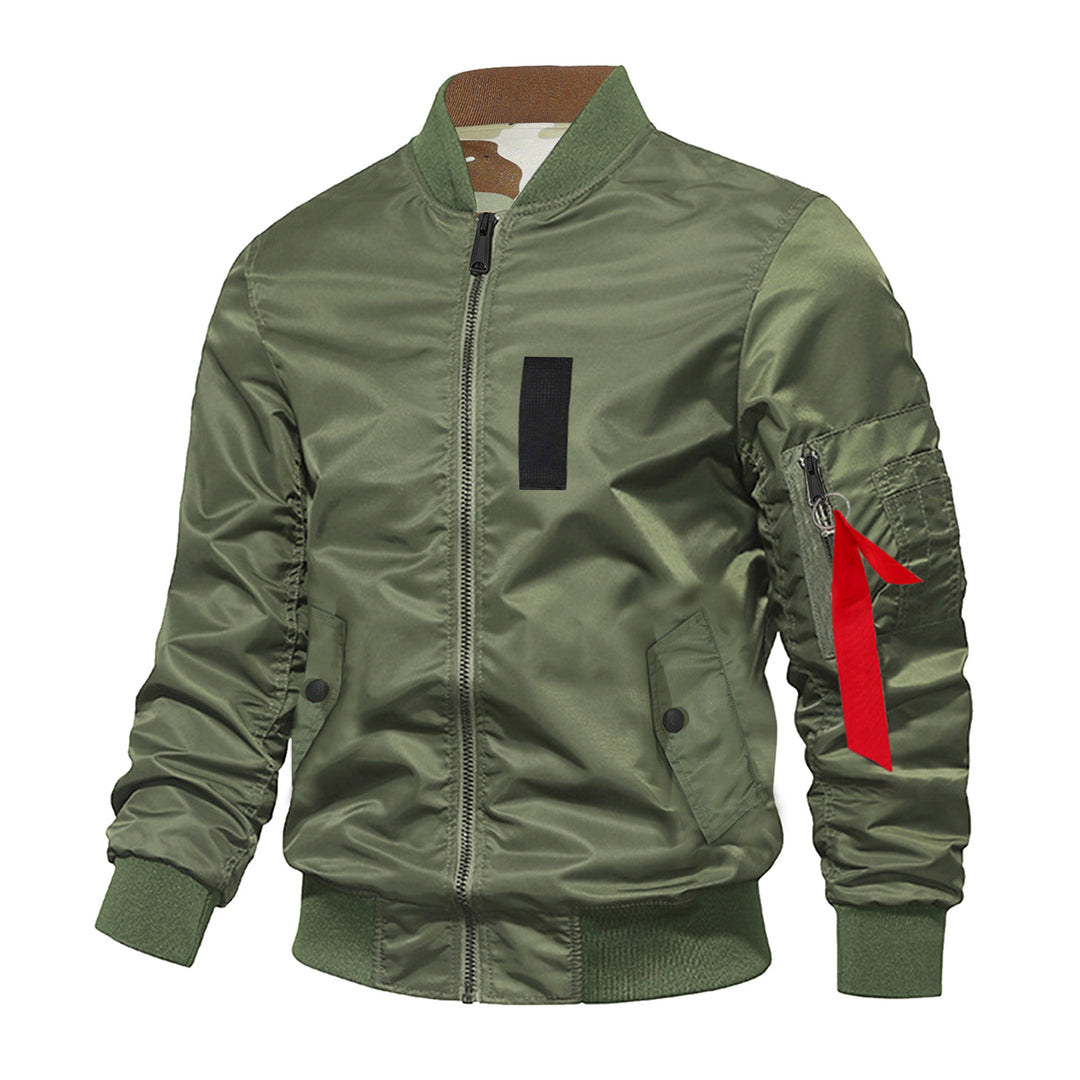 Men's slim insulated flight-style bomber with zip utility sleeve and angled flap pockets – Brevano