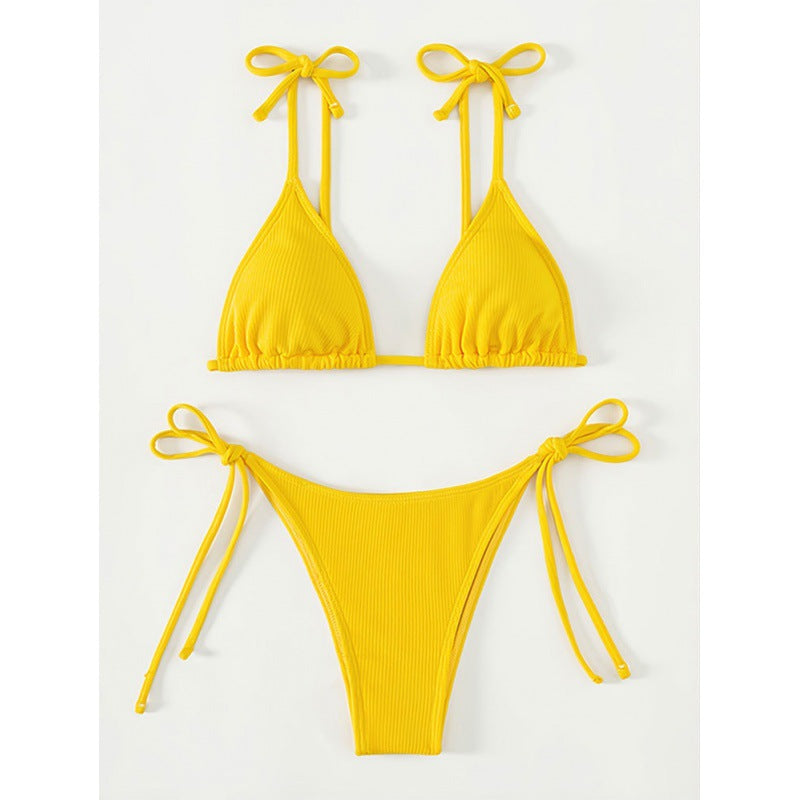 Damen Triangel-Bikini-Set mit Schnürausschnitt und hohem Beinausschnitt Echo Archiv