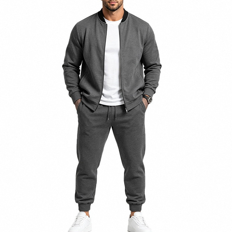 Herren Zweiteiliges Casual-Trainingsset mit Bomberjacke und tapered Jogginghose Echoarchiv