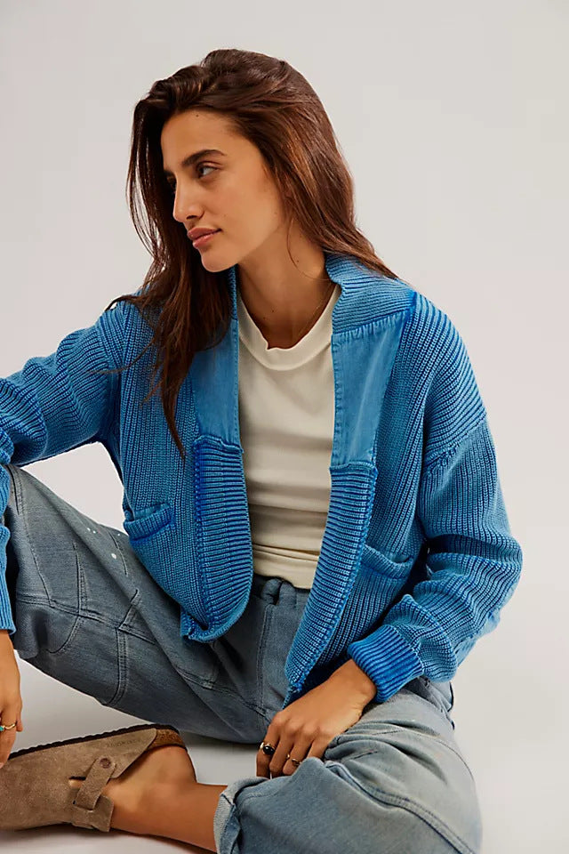 Damen Modische Strickjacke mit großen Taschen – Célinea
