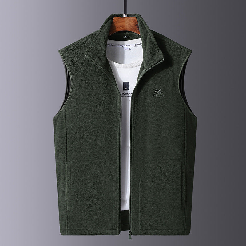 Herren Leichte Microfleece-Outdoorweste mit hochschließendem Stehkragen und verdecktem Reißverschluss Echoarchiv