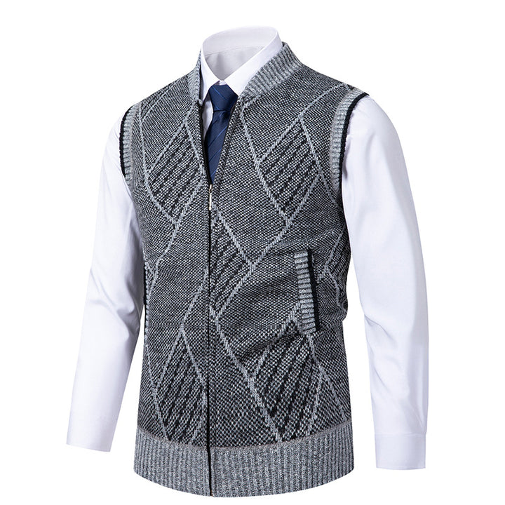 Herren nan elegante Strickweste mit Reißverschluss und Stehkragen Echo Archiv