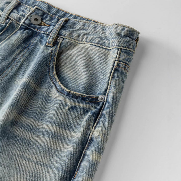 Damen Weitgeschnittene Straight‑Leg Jeans mit hoher Taille und Vintage‑Waschung Echo Archiv
