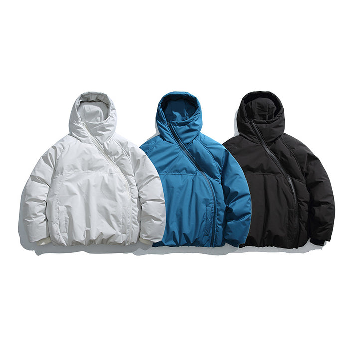 Unisex Wattierte Oversize Steppjacke mit asymmetrischem Reißverschluss Echo Archiv