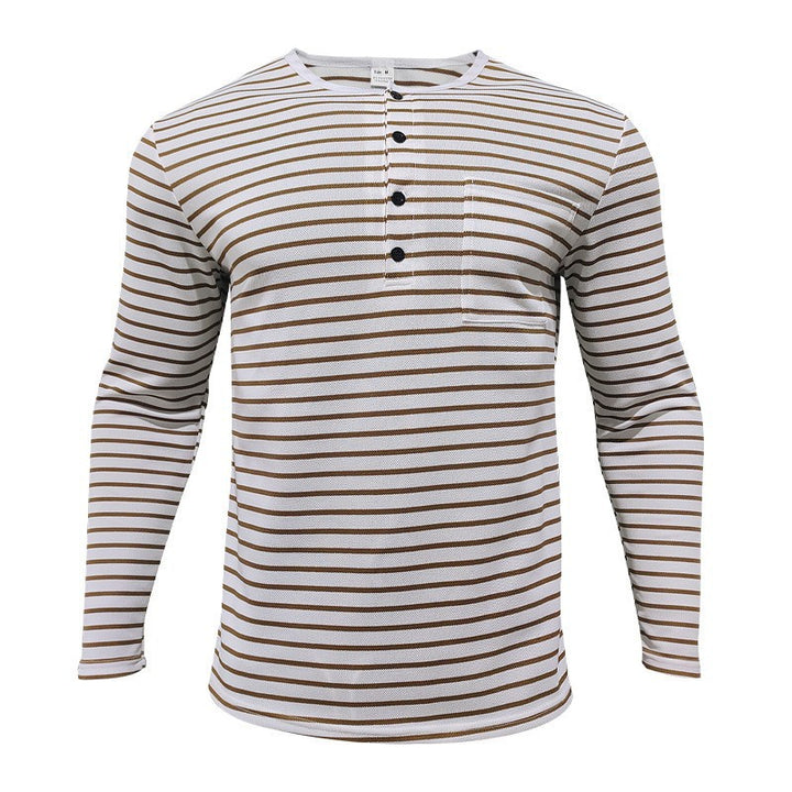 Herren Langarmshirt mit gestreiftem Design und Knopfleiste Echoarchiv