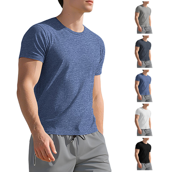 Herren nan meliertes Funktions-T-Shirt mit Rundhalsausschnitt, leichter Baumwollmischung und atmungsaktiver Struktur Echo Archiv