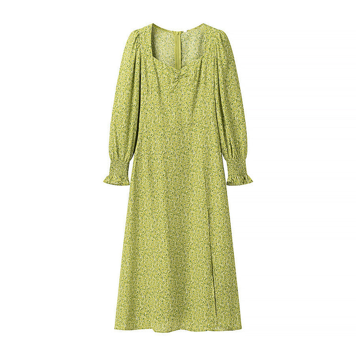 Damen Midikleid mit Herzausschnitt, gerafften Ballonärmeln und A‑Linien‑Silhouette Echo Archiv
