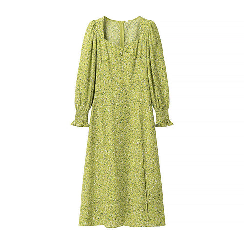 Damen Midikleid mit Herzausschnitt, gerafften Ballonärmeln und A‑Linien‑Silhouette Echo Archiv