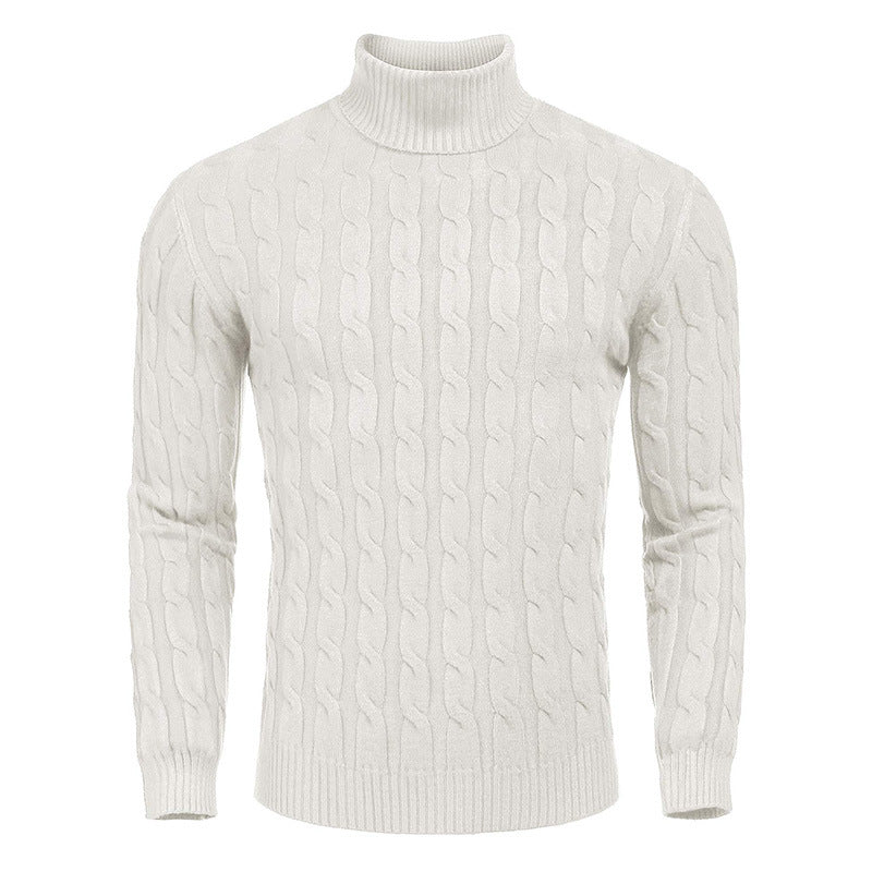 Herren modischer Rollkragenpullover mit Zopfmuster Echoarchiv