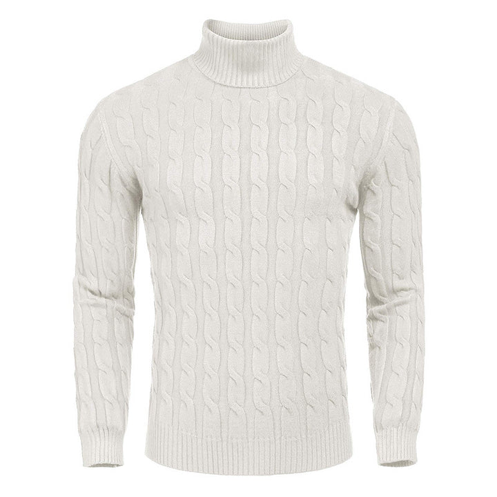 Herren modischer Rollkragenpullover mit Zopfmuster Echoarchiv