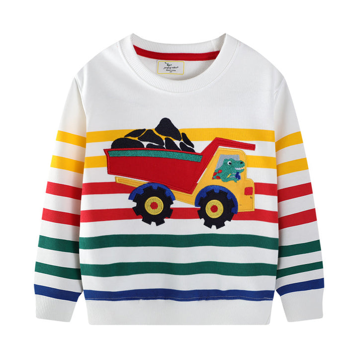 Kinder Sweatshirt mit buntem Baustellen-Lkw-Design Echo Archiv