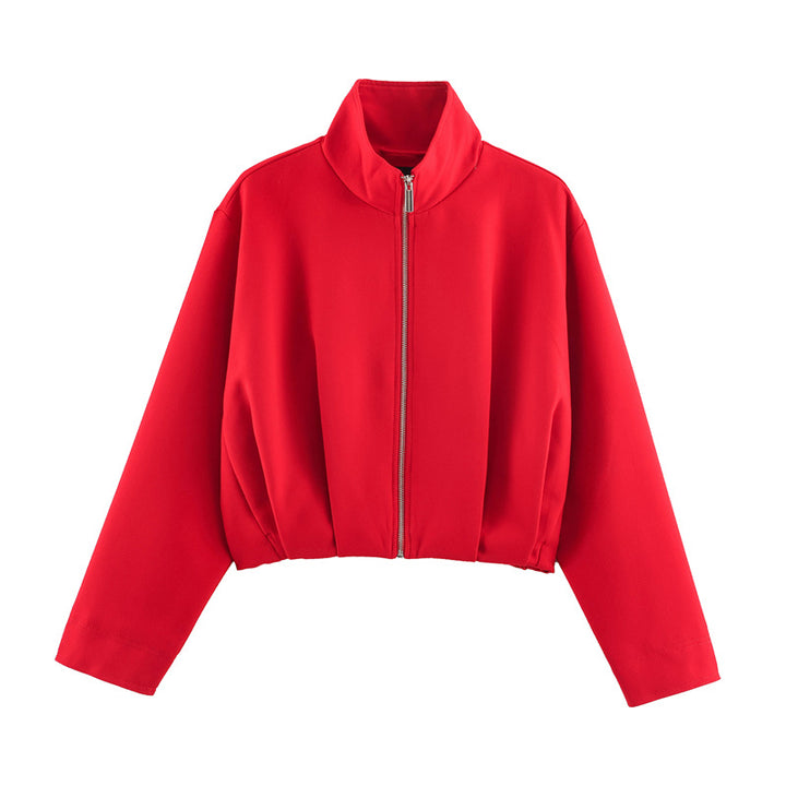 Damen Boxy-Cropped Blousonjacke mit hohem Stehkragen und taillennahem Gummizug Echo Archiv