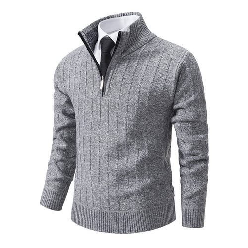 Herren eleganter Strickpullover mit halbem Reißverschluss Echoarchiv