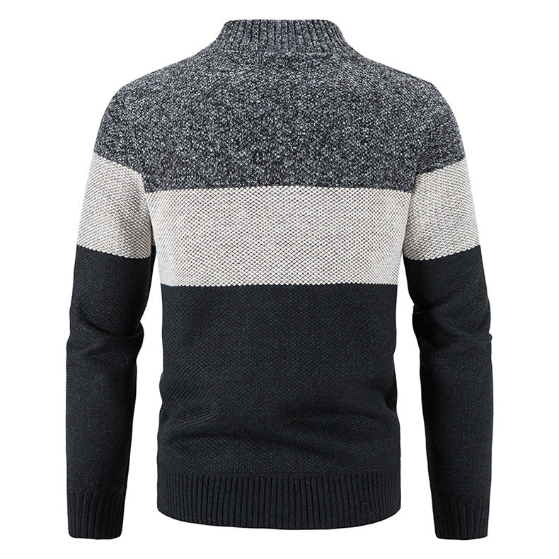 Herren Strickjacke mit modernem Zipper und karierter Innenausstattung Echoarchiv