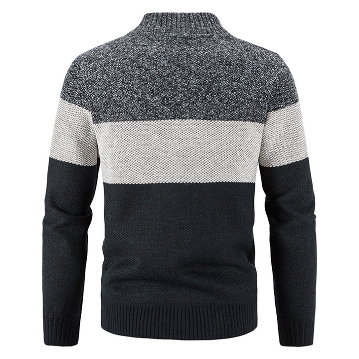 Herren Strickjacke mit modernem Zipper und karierter Innenausstattung Echoarchiv