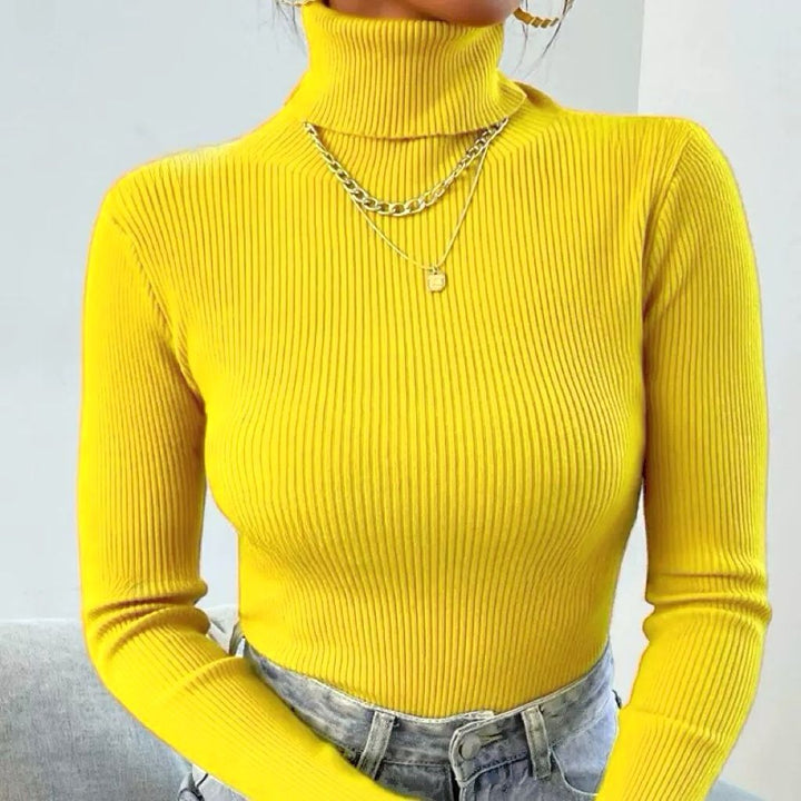 Damen Eleganter Rollkragenpullover mit feiner Rippstruktur Echoarchiv