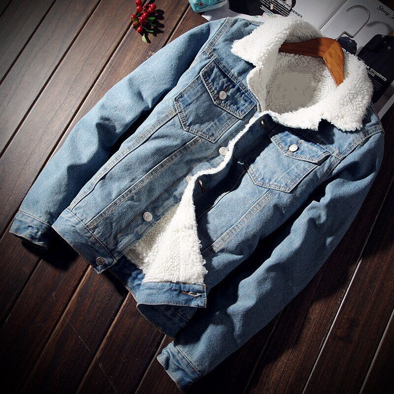 Damen Lässige Denimjacke mit Fleece-Futter Echoarchiv