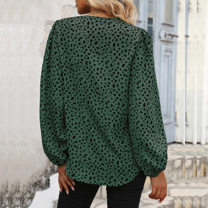 Damen Elegante V-Ausschnitt Bluse mit Puffärmeln Echo Archiv