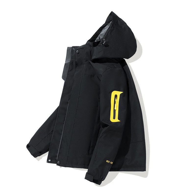 Herren Wasserdichte Softshell-Outdoorjacke mit Kapuze, Ärmel-Reißverschlusstasche und winddichter Membran Echoarchiv