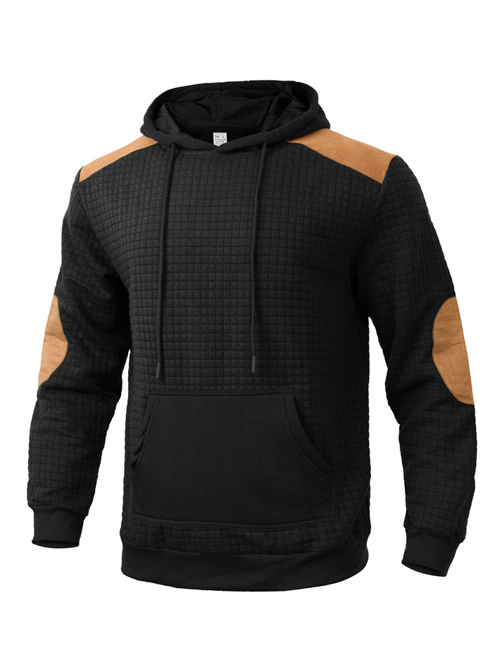 Herren modischer Kapuzenpullover mit strukturiertem Design und Kunstlederakzenten Echoarchiv