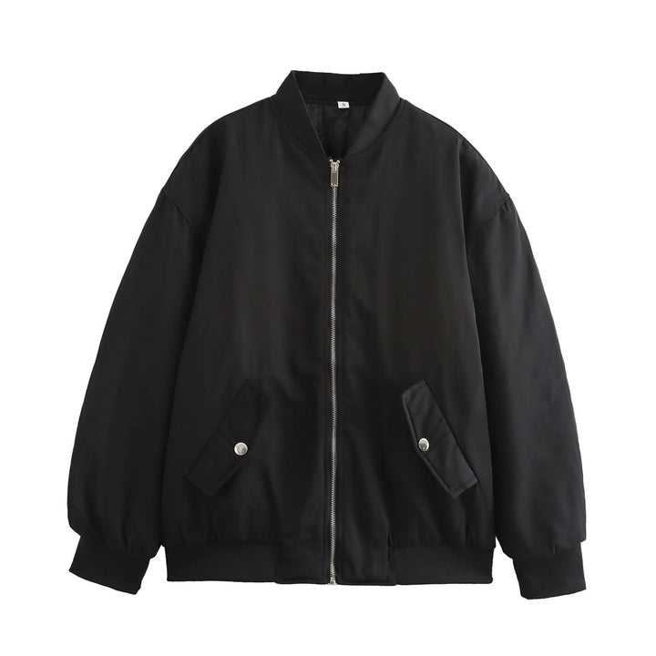 Damen Boxy Bomberjacke im Oversize‑Look mit Reißverschluss und abgeschrägten Pattentaschen Echoarchiv
