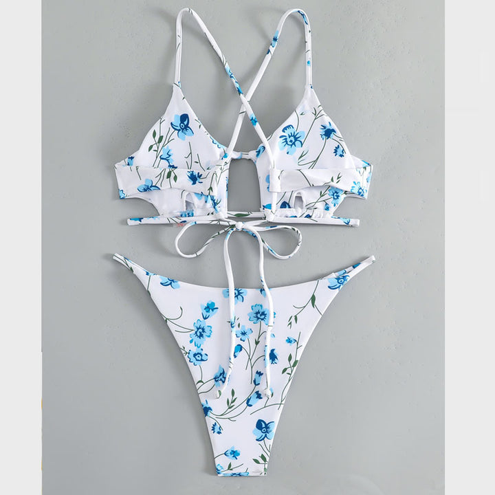 Damen Bikiniset mit verstellbaren Trägern und floralem Musterdruck Echo Archiv