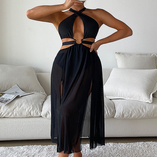 Damen Maxi-Strandkleid mit cut-out Design und elegantem Ring-Detail Echo Archiv