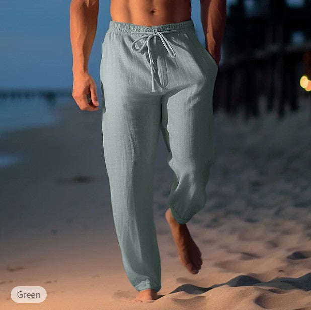 Herren Komfortable Leinenhose mit elastischem Bund und seitlichen Taschen Echoarchiv