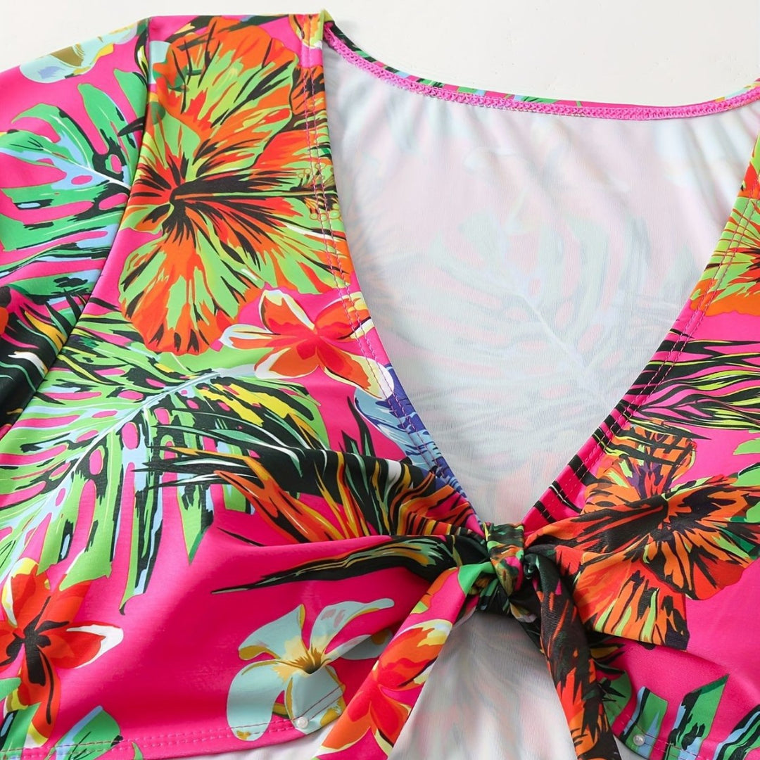 Damen Bikini-Set mit floralen Mustern und leichtem Überwurf Echo Archiv