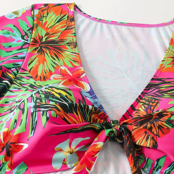 Damen Bikini-Set mit floralen Mustern und leichtem Überwurf Echo Archiv