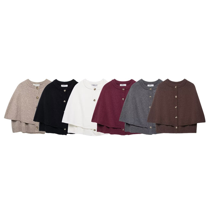 Damen Cape-Cardigan mit Knopfleiste und zweilagigem Umhang Echo Archiv
