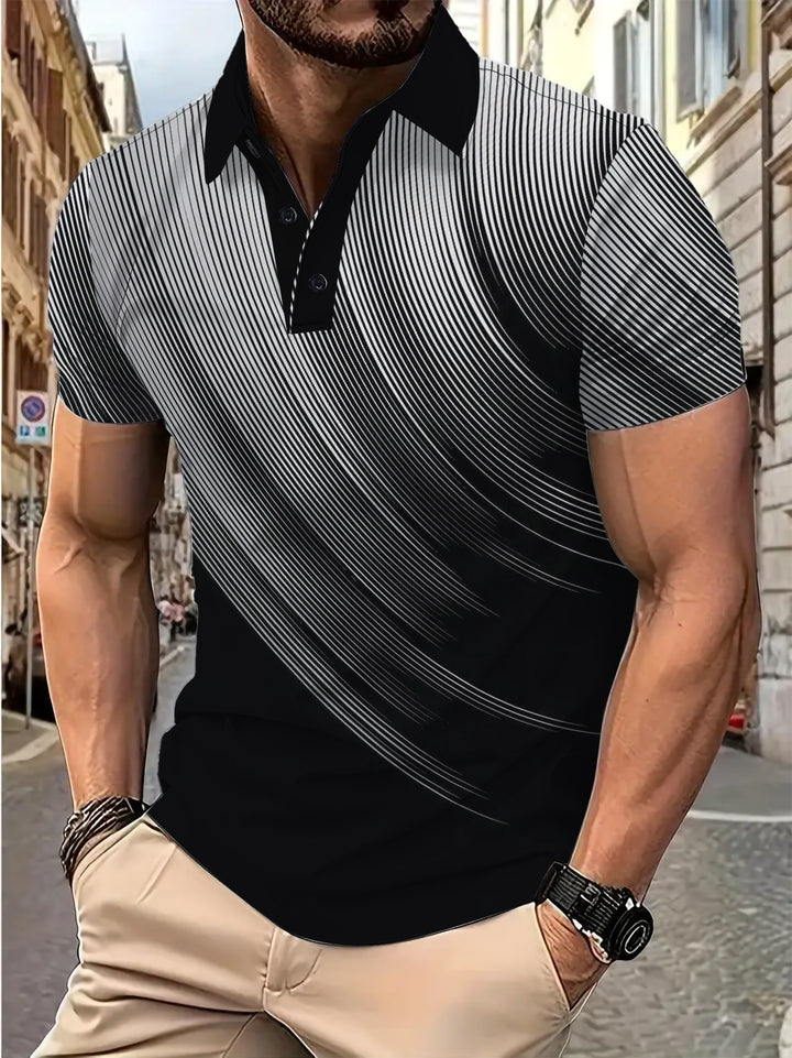 Herren Poloshirt mit modernem Streifenmuster und atmungsaktiver Textur Echoarchiv