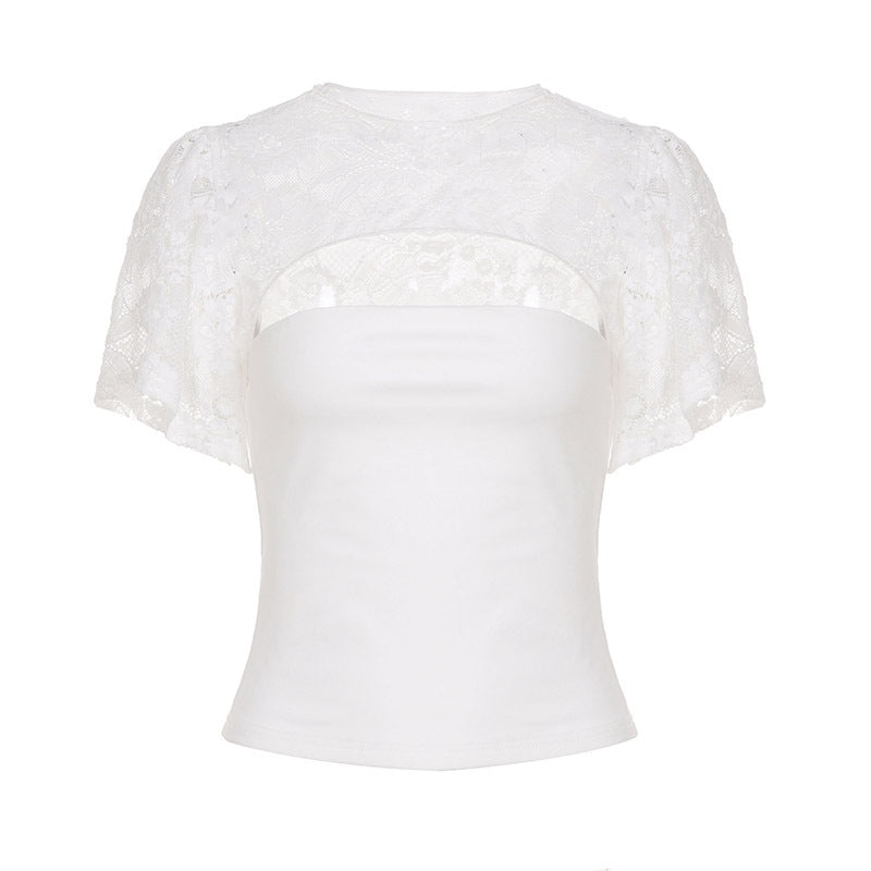 Damen elegantes Spitzenoberteil mit voluminösen Ärmeln Echo Archiv