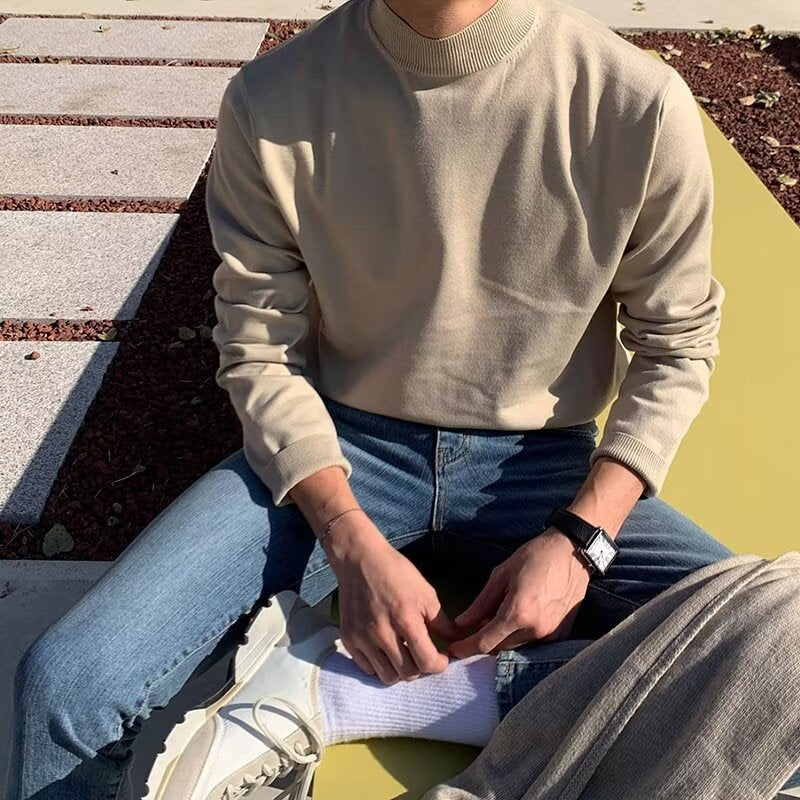 Herren Eleganter Pullover mit Mock-Neck Echoarchiv