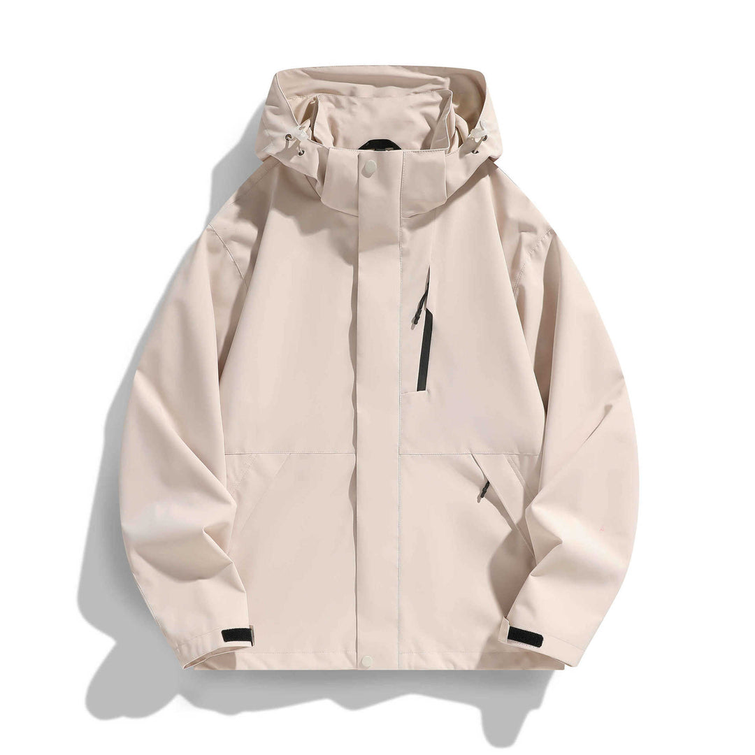 Damen Wasserabweisende Kapuzen‑Übergangsjacke mit verstellbarer Kapuze, verdeckter Frontblende und Multifunktionstaschen Echo Archiv