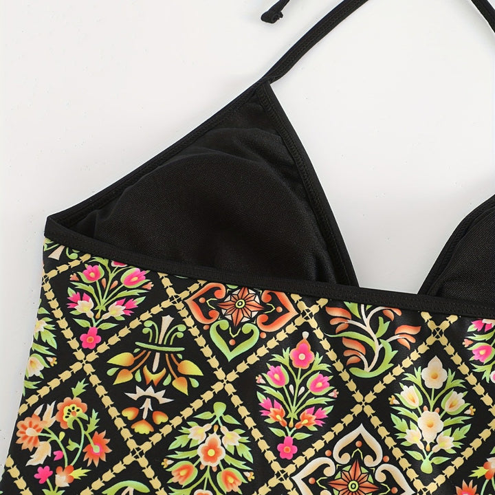 Damen Einteiliger Badeanzug mit modischem floralem Design Echo Archiv